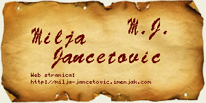 Milja Jančetović vizit kartica